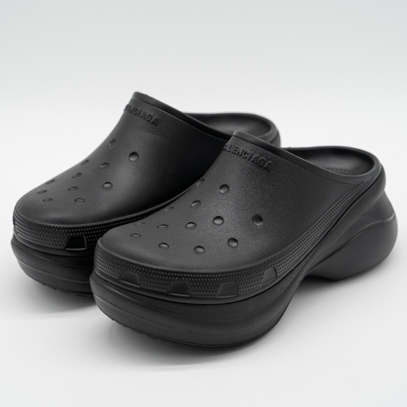 size 40 - Balenciaga Crocs Mule Rubber Slide Sandal Platform Black - Picture 1 of 13
